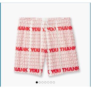 Men's White & Red 'Thank You' Athletic Shorts
